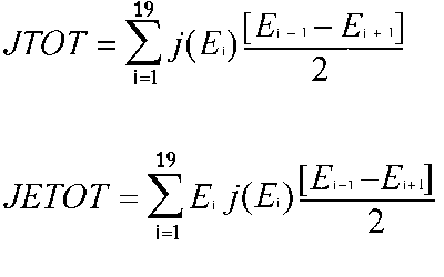 Equations: JTOT=Sum(j(Ei)*Energy/step) and JETOT=Sum(Ei*j(Ei)*Enegy/step)
